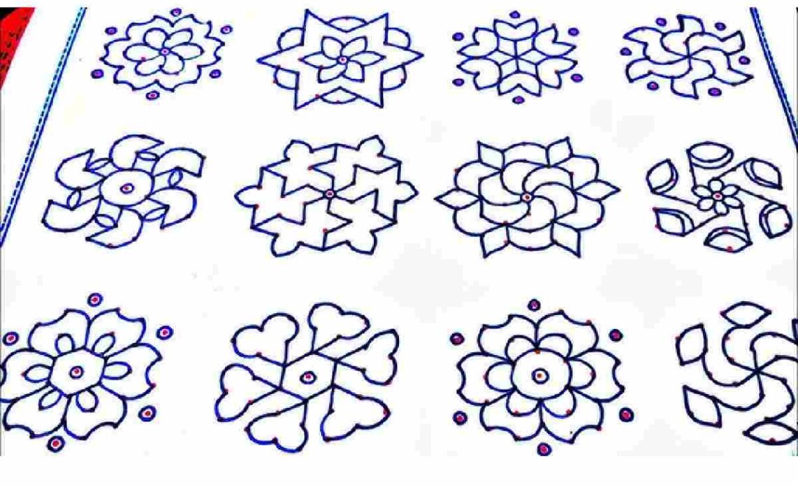 Rangoli Designs With 7-4 Dots